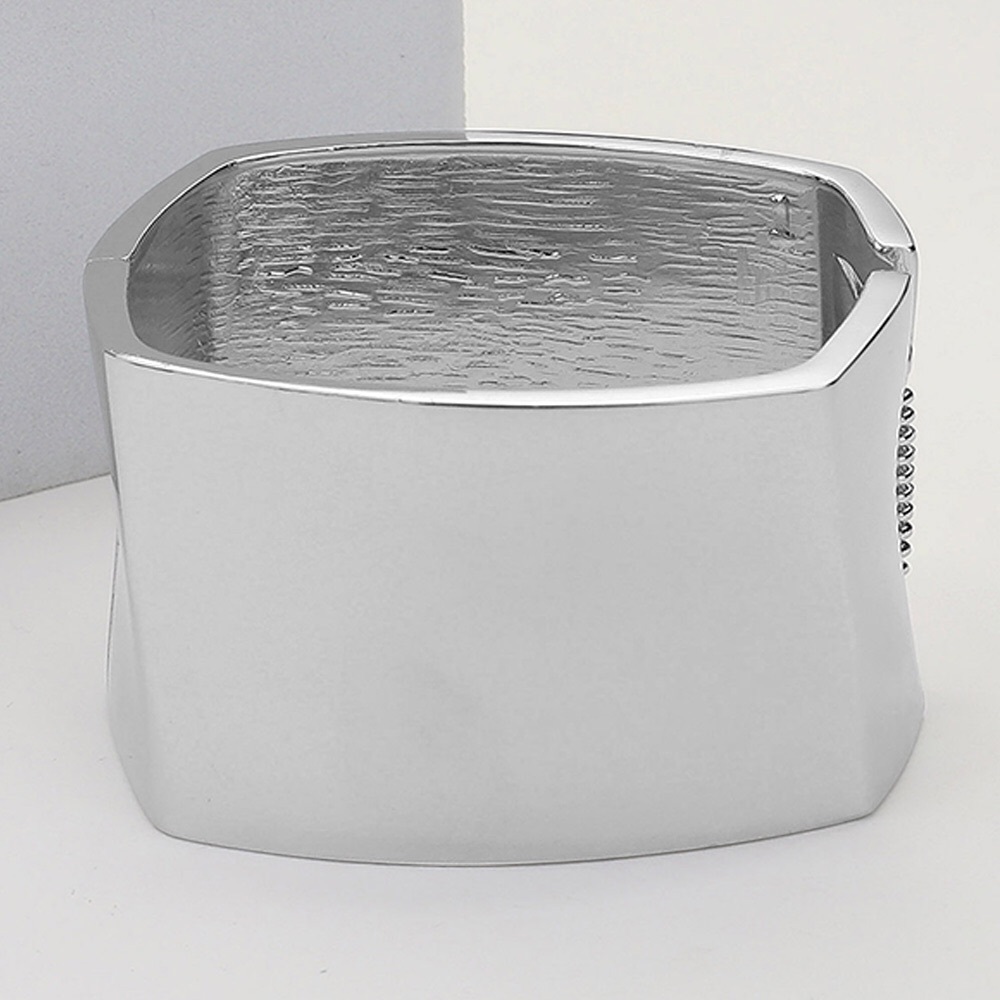 Wide Metal Hinged Bracelet - Gold or Silver